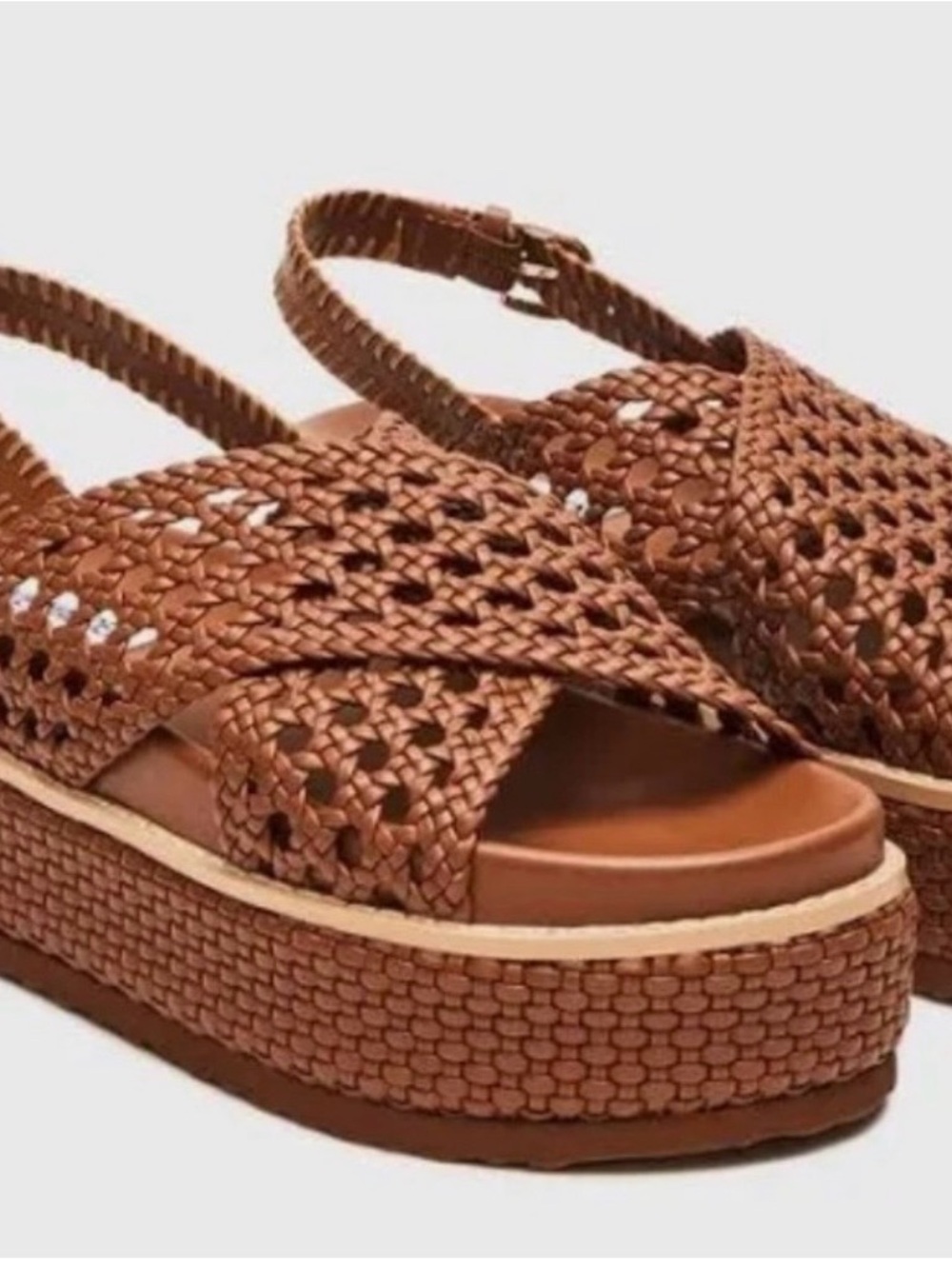 Steve Madden Brown Woven Platform Slingback Sandals